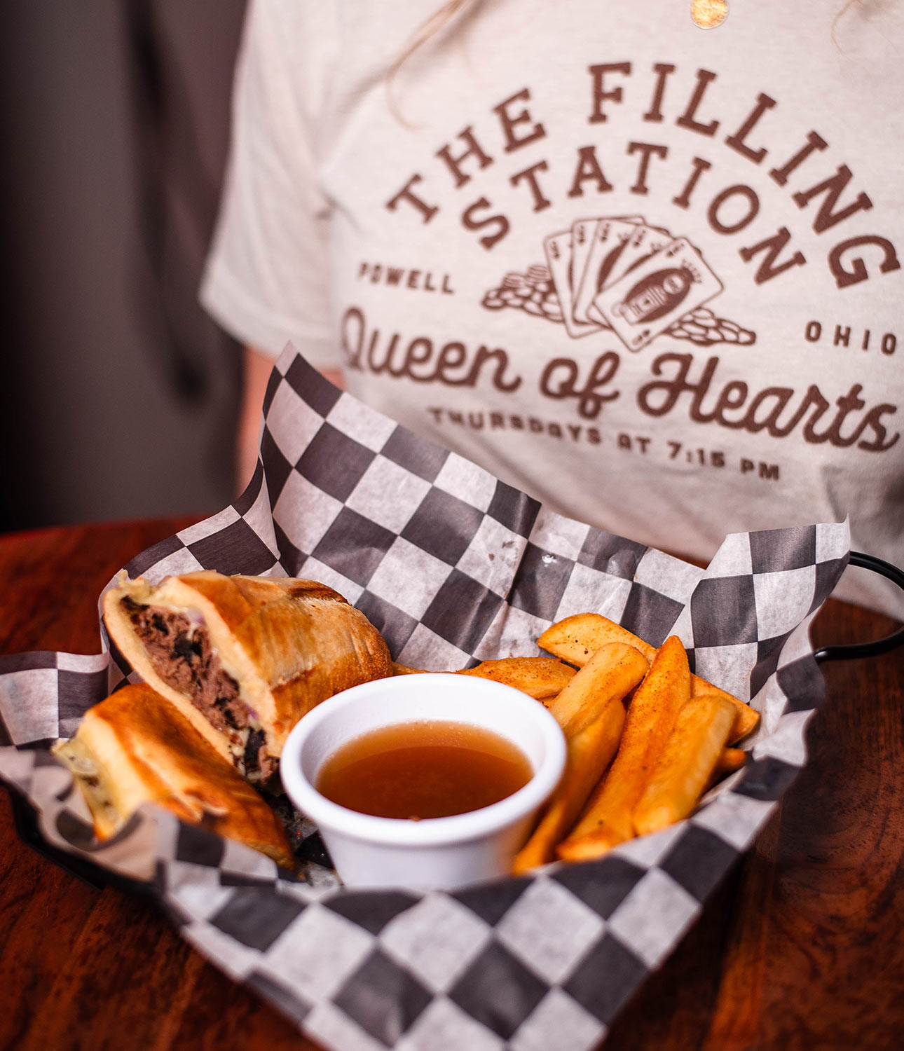 A french dip and fries from the Filling Station