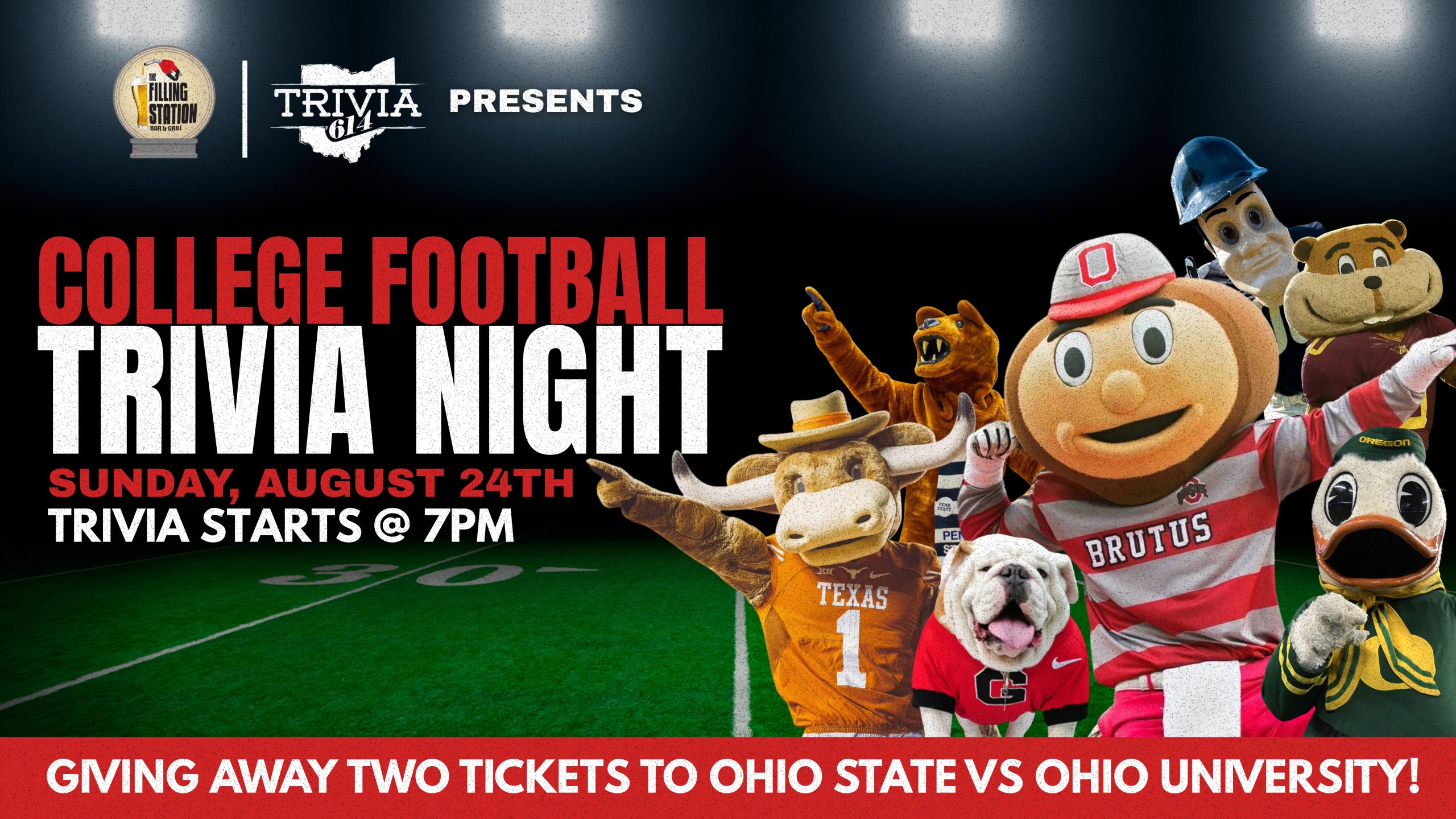 College Football Trivia Night | Giving away two tickets to Ohio State vs. Ohio University | Sunday, August 24, 2025 at 7:00 PM